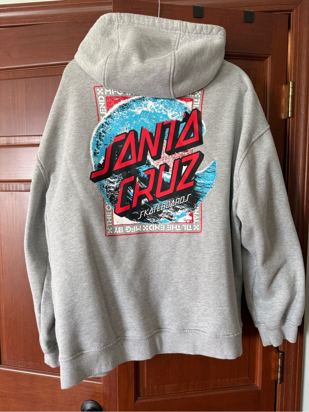 Santa Cruz Skateboards zip up Gray Hoodie with Graphic Logo